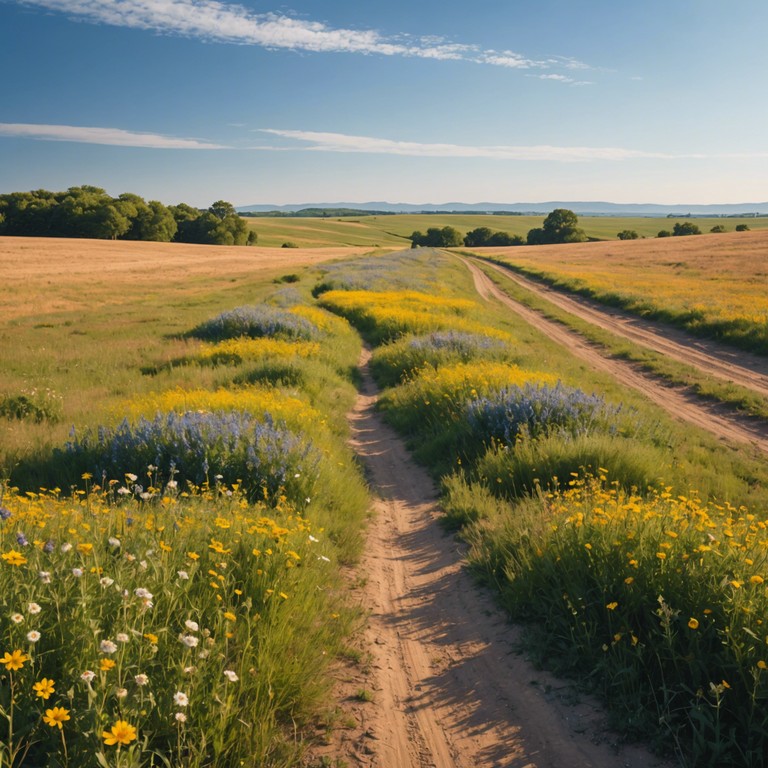 A delightful melody that captures the essence of american heartlands, filled with bright acoustic guitar riffs and an uplifting atmosphere. The track evokes the feeling of a sunny day spent enjoying the simple pleasures of life, creating a soundtrack for moments of joy and togetherness. The composition is perfect for evoking feelings of happiness and contentment, resonating with the warmth of summer and the spirit of open countryside adventures.