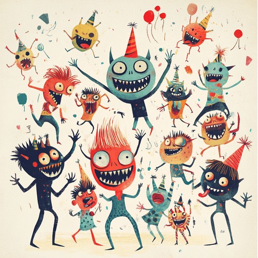 This children's instrumental sets a highly energetic, aggressively playful mood perfect for a monster themed dance party. Featuring lively drum rhythms and assertive melodies, it invites kids to dance wildly and embrace their inner monsters in a fun, engaging setting.