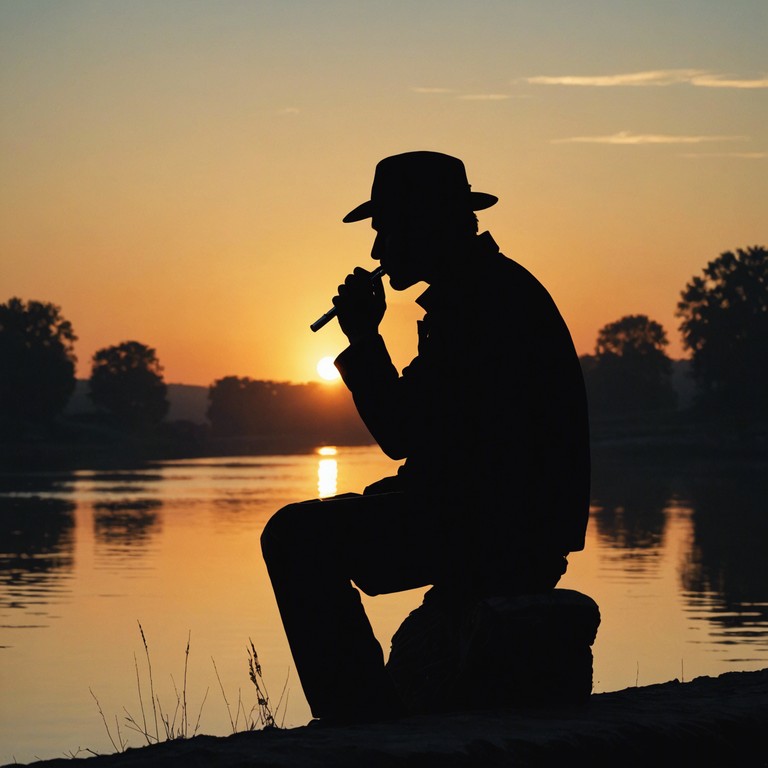 This instrumental captures the essence of a late evening by a riverside in rural america, where the echoes of a lone harmonica play against the backdrop of a setting sun. The song speaks to the heart of those who have experienced loss and the bittersweet nostalgia of moments past, gradually building from a gentle melody to a more profound, soul stirring climax.