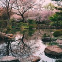 soft, calming melodies with serene japanese garden ambiance