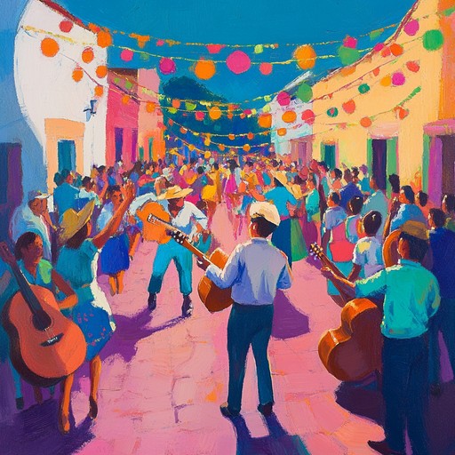 Dynamic brass and lively rhythms recreate the thrilling experience of a latin american fiesta night, with a touch of afro cuban flair. The bold and joyous sounds transport listeners to a bustling night filled with dance and celebration.