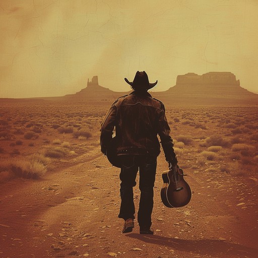 A gentle, reflective tune encapsulates the heartfelt story of a cowboy's journey through barren lands, lost in thoughts of a distant love and the wistfulness of the open plains.