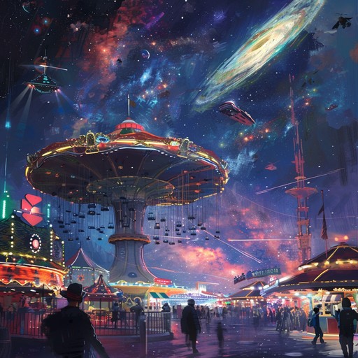 This piece combines the awe of the cosmos with the energy of a carnival. Featuring orchestral layers, otherworldly synths, and rhythmic percussion, it creates an atmosphere that is both exciting and enchanting.