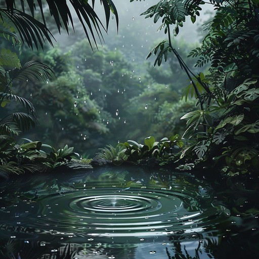 Imagine a serene rainforest, lightly touched by rain, each droplet resonating with calming melodies. The song intricately combines elements from various world music traditions, creating a soothing, eclectic atmosphere that encourages deep relaxation and meditation.