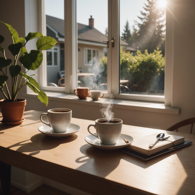 This composition embodies the invigorating sensation of a bright, early morning, with uplift and energetic fluctuations providing the backing track for a joyful start to the day. The lively melody perfectly captures the feeling of sipping that first revitalizing cup of coffee.