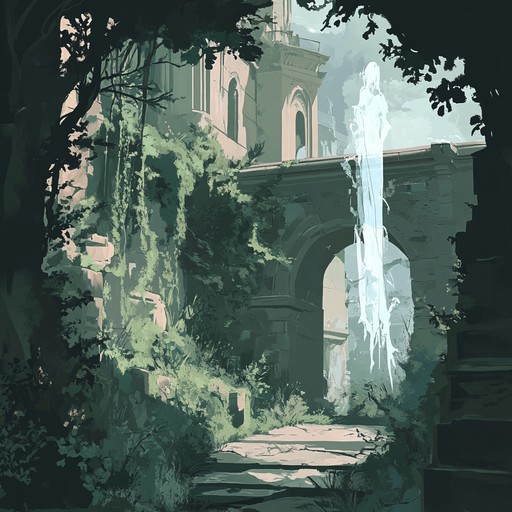 In the heart of a long lost metropolis, echoes of its glorious past play out through magical and otherworldly tones that capture the spirit of adventure and mystery in an anime setting. The composition pieces together fragments of myths and the vibrant life that once thrummed in this now silent place.