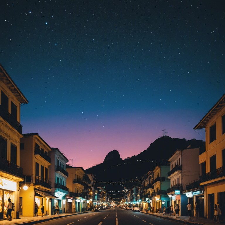 This composition conveys a romantic evening in rio de janeiro, where the vibrant rhythms of samba combine seamlessly with heartfelt romantic melodies, capturing the essence of a passionate summer night. The music ebbs and flows like a dance, with dynamic shifts that paint a picture of love and festivity under the starry sky.