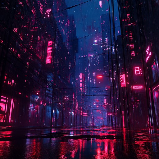 A synthwave track enveloping listeners in a cybernetic, mysterious night. Featuring eerie, dark melodies, and haunting vintage electronic sounds, it crafts an atmospheric, cinematic soundscape that is both enigma and allure.