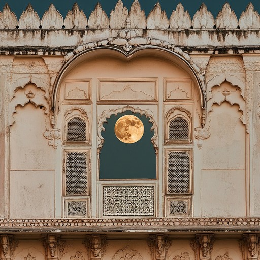 An evocative fusion of classical indian sitar melodies intertwined with dynamic tabla rhythms, highlighting the delicate balance of traditional and contemporary sounds to create a mesmerizing soundscape that captures the essence of a moonlit night in rajasthan.