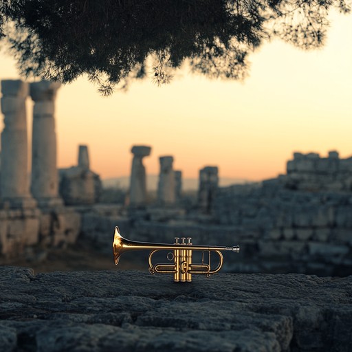 In a melodic journey, a solitary trumpet explores the mystical echoes and cultural resonances of ancient civilizations, blending timeless aesthetics with the soul stirring sounds of weathered stones and legendary tales rendered through brass.