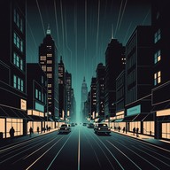 intense cityscape with electronic chaos.