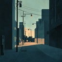 eerie soft rock instrumental portraying silent streets under looming shadows