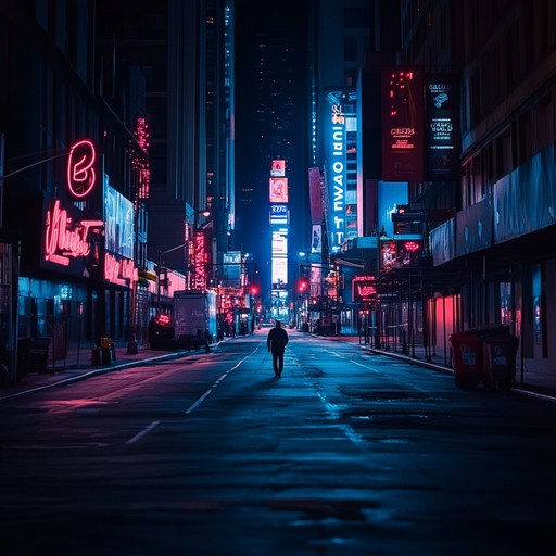 An instrumental track that intertwines smooth dubstep basslines with ambient sounds of a city at night, creating a serene yet rhythmic soundscape that evokes the tranquility and subtle energy of urban nights. Soft synth melodies blend with gentle wobbles and a steady beat, painting a picture of quiet streets illuminated by neon lights.