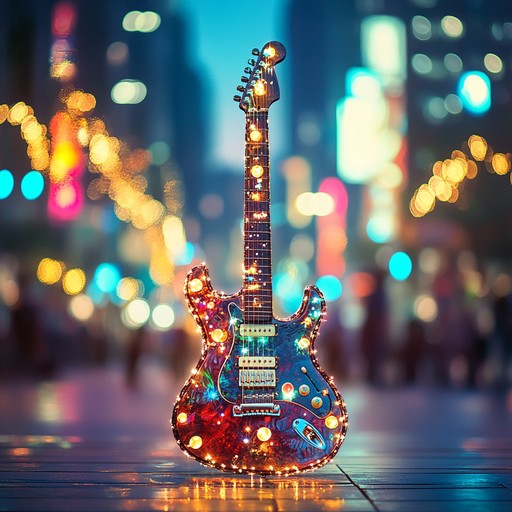 A lively instrumental blending glam rock styles with upbeat rhythms to capture the pulsating energy of urban nightlife. The track features driving electric guitar melodies and sparkling sounds that evoke neon lights and bustling city streets.