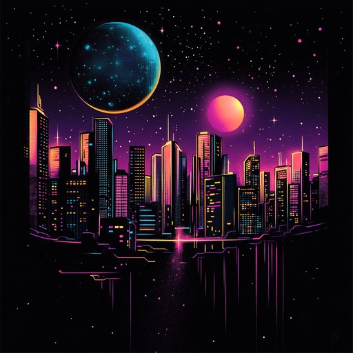 An instrumental track blending futuristic synth melodies with classic disco funk rhythms, creating a cosmic dancefloor experience.