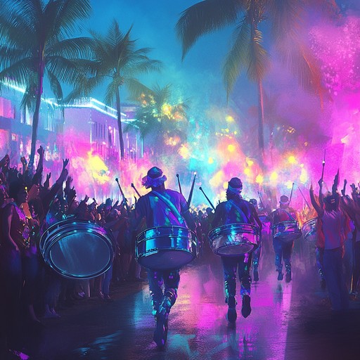 A pulsating techno track blending energetic beats with the lively spirit of carnival music, featuring vibrant melodies and electrifying rhythms that ignite the dance floor.