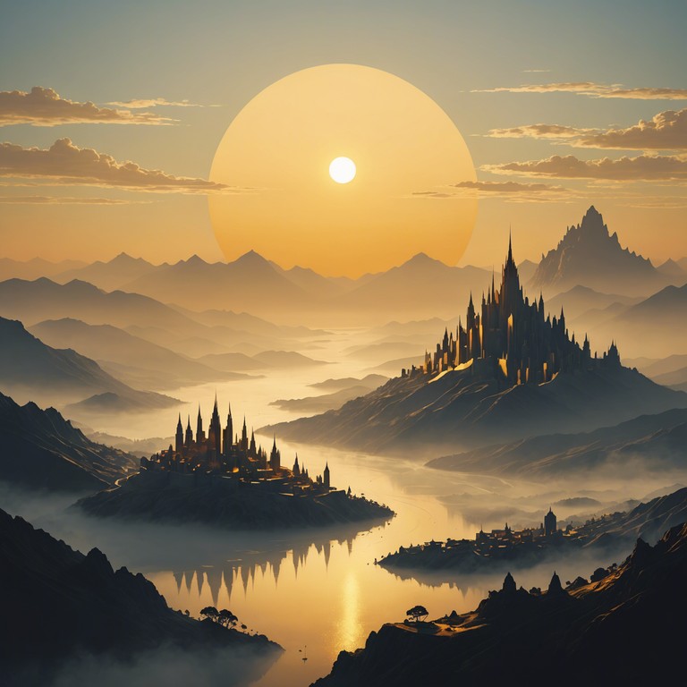 This track represents a majestic intersection of modernity and tradition by blending ancient asian instrumental tones with forward thinking electronic layers. The music paints a vivid picture of a sunrise over the mythical city of shambala, symbolizing enlightenment and unity. The powerful arrangement serves as a backdrop to a journey through ages, where the old and new harmoniously intertwine.