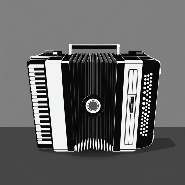 A modern interpretation of polka, focusing on deep emotional experiences and nostalgia, using the accordion as a primary instrument, backed by subtle electronic sounds to invite deep personal reflection.