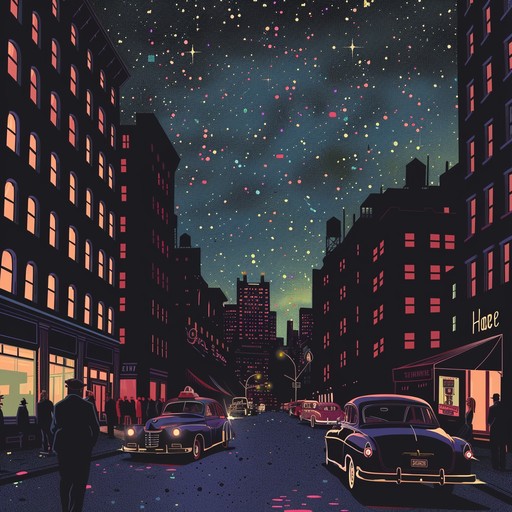 Imagine a bustling cityscape at night, alive with the pulsating beats of energetic disco music that fills the air, echoing the vibrance and dynamism of urban life. The track uses a prominent electric piano, laying down funky chords and upbeat rhythms that perfectly encapsulate the essence of a lively downtown scene.