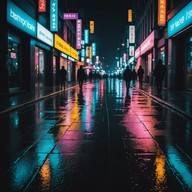 ethereal reflections in a cyberpunk city.