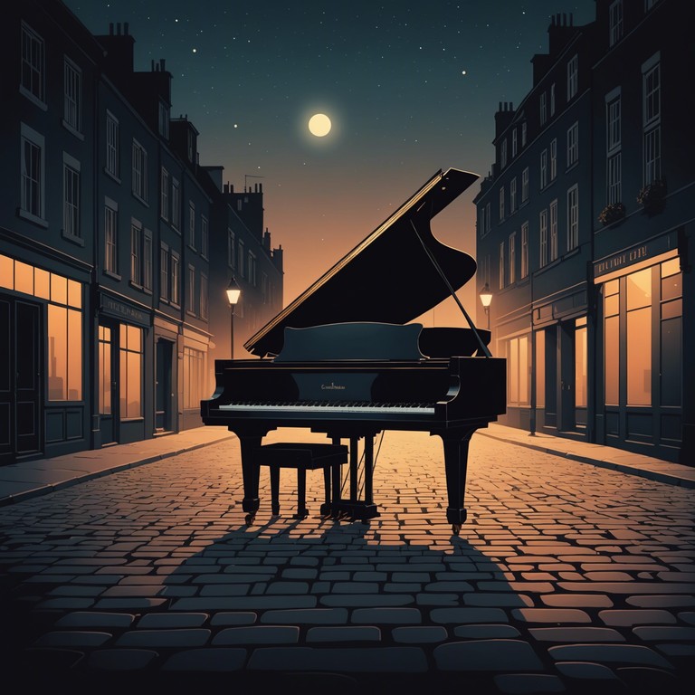 A more focused approach emphasizing the delicate interplay of piano melodies that whisper tales of twilight under a starry sky. This alternative take brings out a slightly more intimate and personal aural journey.