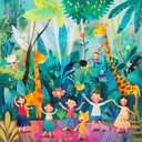 upbeat, cheerful tune with playful, jungle inspired rhythms