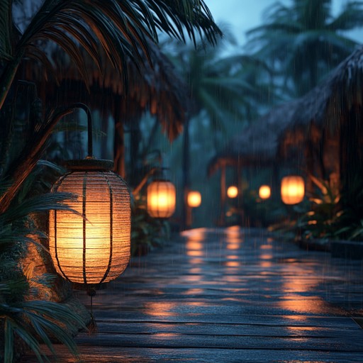 An exquisite r&b instrumental featuring lush tropical elements, combining gentle synths and vibrant steel drums to craft a serene, enchanting nighttime atmosphere.