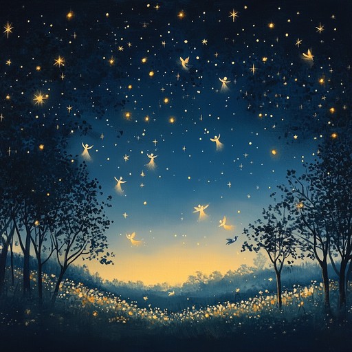 An instrumental piece that captures the essence of an ethereal nursery rhyme, with delicate melodies that float softly like whispers on a moonlit night, invoking a sense of wonder and tranquility in listeners