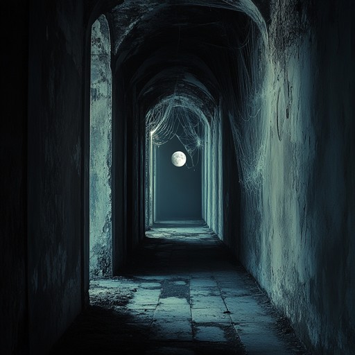 A chilling ambient track that merges disturbing stomps with eerie sound effects and haunting melodies to create a spine tingling atmosphere, reminiscent of ghostly apparitions lurking in the shadows