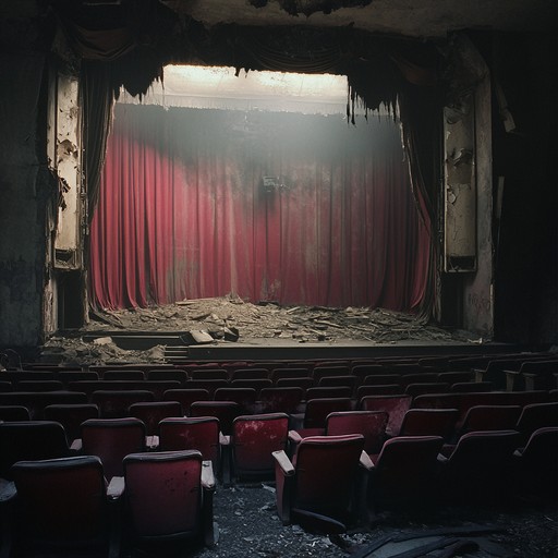 Suspenseful strings echo through an abandoned theater, unveiling secrets with every pluck and bow. The composition draws listeners into a labyrinth of shadows and whispers, with moments of startling crescendo that imply hidden dangers lurking just out of sight.