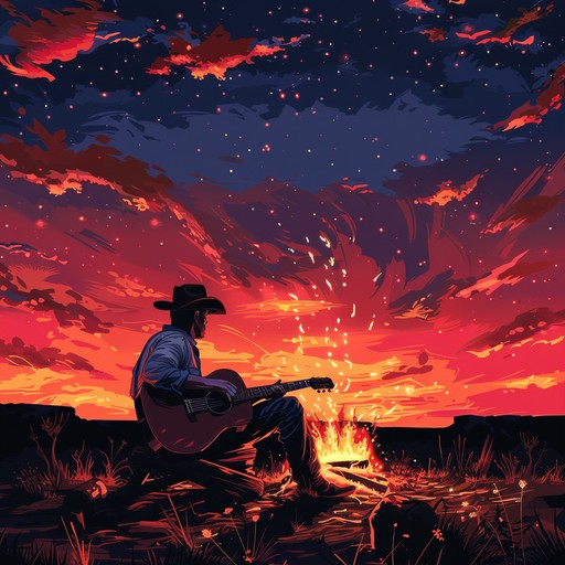 A dynamic western instrumental with vibrant guitar melodies and infectious rhythms, capturing the essence of a cowboy's adventurous journey across open plains. Suitable for creating an exciting and fun atmosphere.