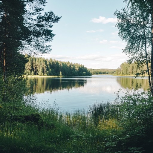 An instrumental filled with the warmth of the finnish summer, blending suomipop melodies with tender acoustic guitar themes. The music flows like a peaceful river through lush landscapes, capturing the heartwarming essence of cherished summer moments by the lakes and forests.