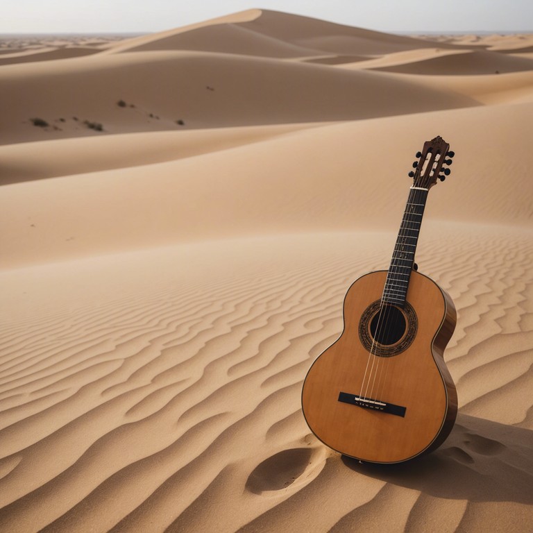 Imagine a soundscape that transports you directly under a star filled desert sky, where soft tunes played on an oud complement the whispering sands, creating an atmosphere of peace and introspection.