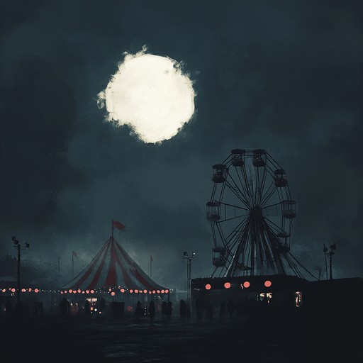 A sinister instrumental piece unfolding like a shadowy carnival ride. The creeping rhythm of the strings creates a sense of inescapable tension, complemented by mischievous interjections from wind instruments. As the melody dances unpredictably, it evokes the trepidation and eerie wonder of a dark, haunted fairground.