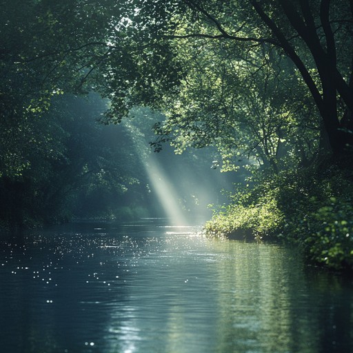 This composition captures the soothing essence of a peaceful stream, blending natural water sounds with melodic undertones to create a serene auditory escape. The piece invokes the tranquility of a quiet riverside, where the only sounds are the gentle whispers of flowing water, rustling leaves, and distant bird calls, providing a meditative, refreshing auditory experience that encourages relaxation and inner peace.