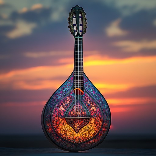 An invigorating instrumental blending traditional middle eastern oud melodies with contemporary beats, evoking joy and euphoria in a dance of cultures.