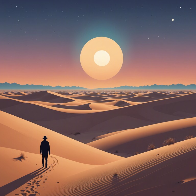 Immerse in a tranquil journey through vast deserts and ancient lands, as echoing melodic structures weave through serene soundscapes enriched with traditional ethnic instruments, invoking a deep sense of solitude and peace.