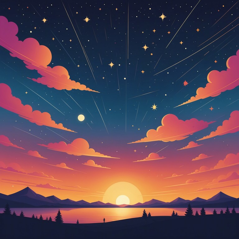 This instrumental track creates an auditory journey as if soaring through a dynamic and vibrant celestial realm, with energetic peaks and soothing troughs creating a vivid soundscape.