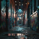 dark beats echo through an eerie urban nightscape.