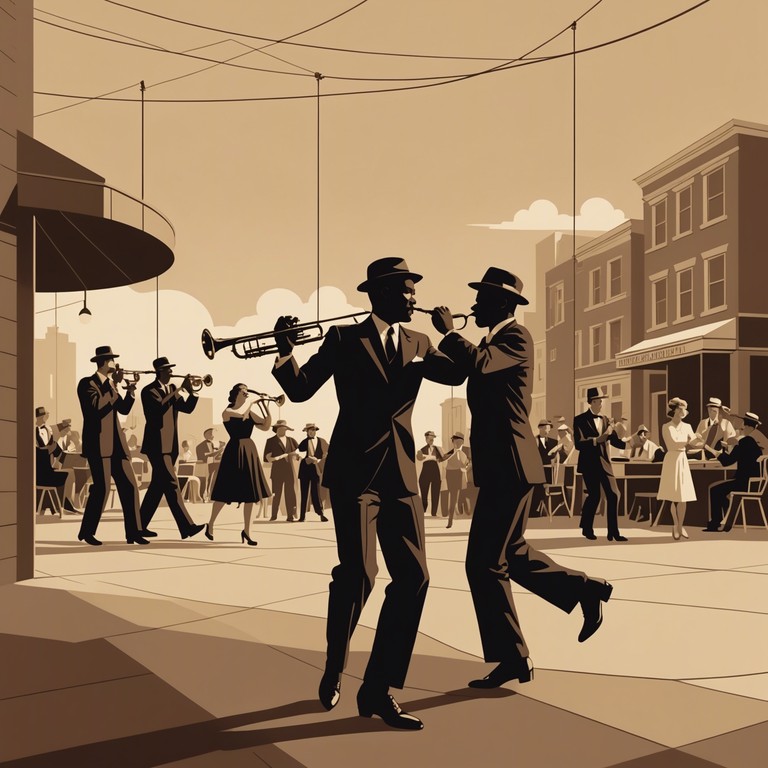 Echoes of the past brings to life the joy and vitality of dance halls with swinging brass melodies and infectious rhythms that resonate with the thrill of yesteryears, enticing listeners to tap their feet and soak in the era's charm.