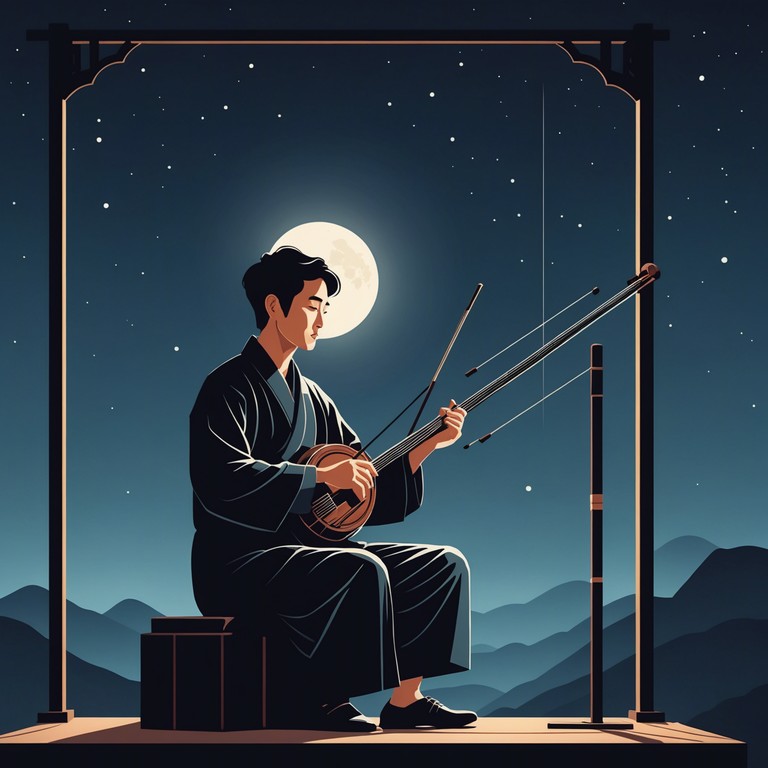 This piece ushers the listener into an unseen, suspense filled narrative through its potent use of traditional ethnic instruments, primarily focusing on the erhu and background tribal beats. It serves as both a reflection on ancient traditions and a portrayal of the metaphysical dance between light and dark under the moon's watchful eye.