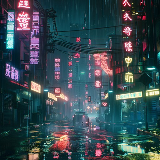 The track evokes a cyberpunk world where neon lights flash in rain soaked alleys, and eerie synthesizers weave through the shadows of a dystopian metropolis. Dark beats echo the city's mechanical heart