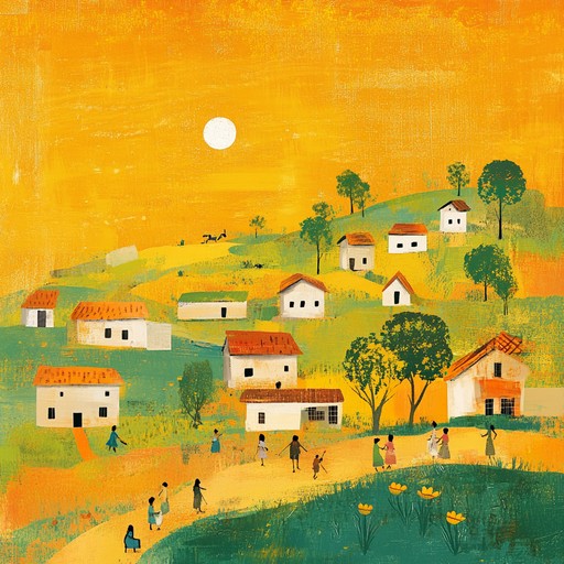 A heartwarming track that captures the spirit of a sunlit village, combining uplifting melodies with gentle traditional ethnic elements to evoke a sense of community and togetherness. The music blends rich cultural sounds with a modern touch, creating a warm and inviting atmosphere that transports listeners to a peaceful, rural setting.