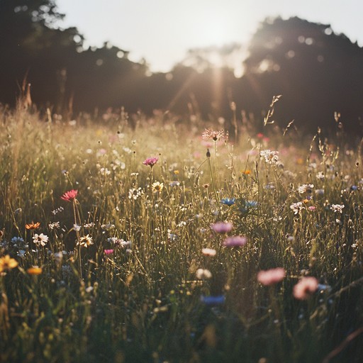 A gentle acoustic guitar piece capturing the essence of a breezy, sunlit meadow stroll, with delicate fingerpicking and soft harmonies painting a serene and joyous scene