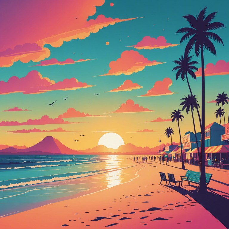 This track combines the calming serenity of a beach sunset with the lively, pulsating rhythms of a carnival. A steady flow of gentle melodic overtones contrasts with vibrant undercurrents, creating a calming yet festive atmosphere.