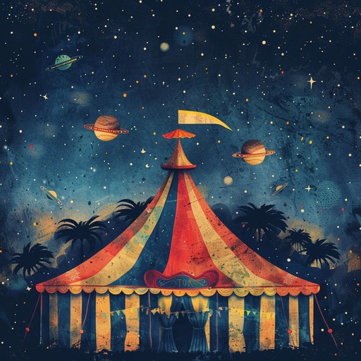 An otherworldly circus comes alive with dramatic shifts and playful alien twists, blending theatrical orchestration with unusual tonal excursions. Expect vibrant melodies punctuated by sudden eerie silences, creating a suspenseful yet whimsical atmosphere.