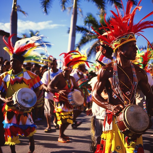 An electrifying samba track evoking the vibrant energy of a midnight carnival, complete with lively percussion, dynamic melodies, and an infectious groove that gets everyone moving