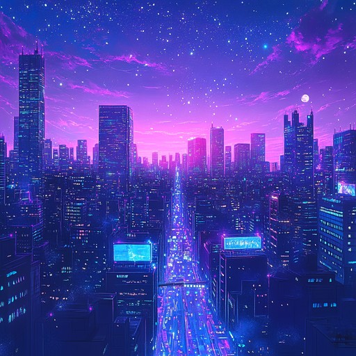 Experience the pulsating beats of 80s synthwave fused with cosmic, otherworldly sounds, transporting you to a futuristic landscape filled with neon lights and stardust.