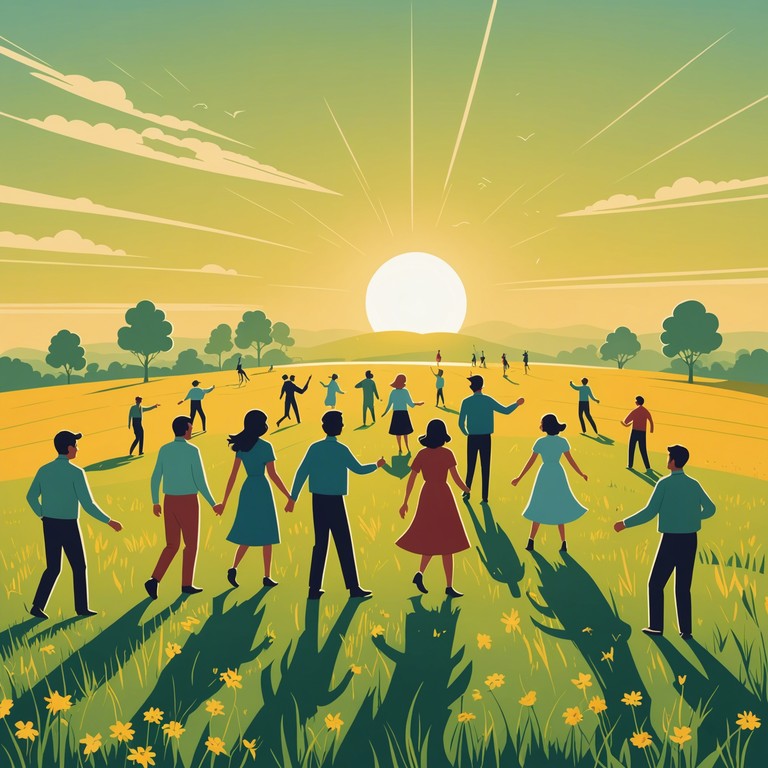 A lively, traditional instrumental piece that captures the essence of frolicking in a sunlit meadow. The music evokes images of playful dances and carefree days spent in nature. It's designed to transport listeners to a state of joy and nostalgia, ideal for a community festival or a family gathering.