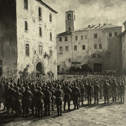 Imagining the warmth and uplift of a welcome back ceremony, this composition features soaring brass and rolling drums, capturing the community's pride and joy in a musical tribute to returning heroes.